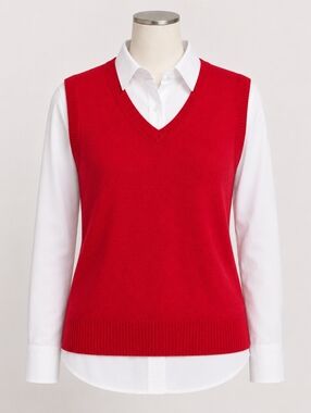 Woolovers Merino Wool and Cashmere Pullover Sleeveless Sweater Red Vest XS
